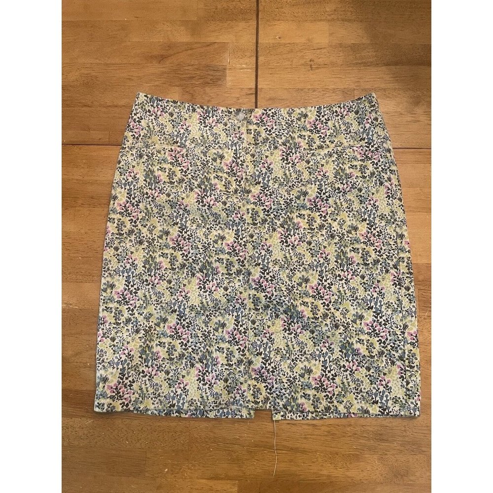 J Jill Skirt Womens 6 Green Floral Live In Chino Mini‎